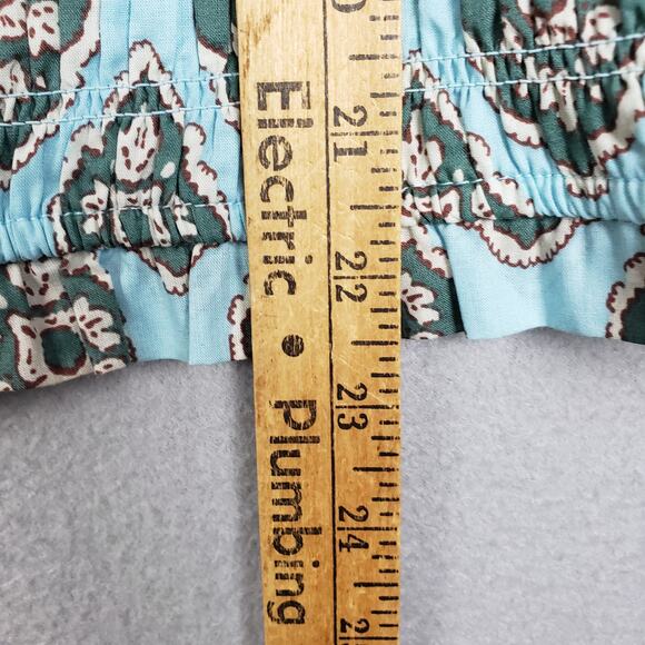 Maurices Size 2X Puff Sleeve Smocked Crop Blouse Blue Bohemian Indie Paisley - Picture 6 of 7